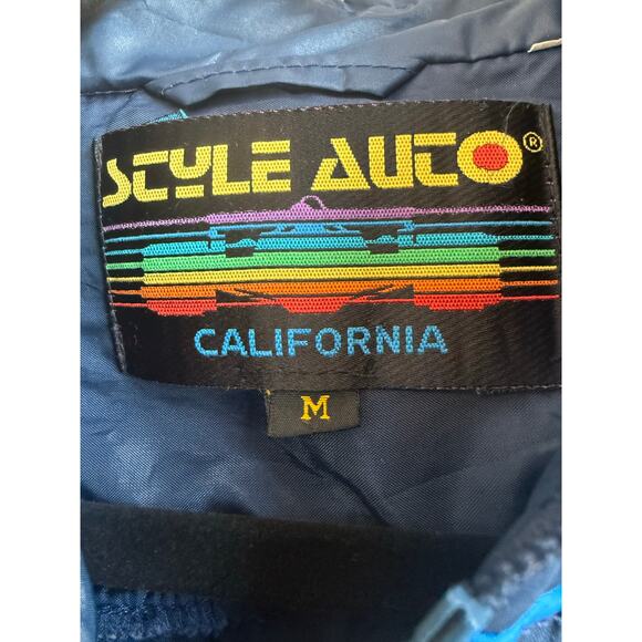 Vintage Style Auto California Windbreaker Jacket Hood Pockets Racing Size M - Picture 8 of 13